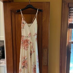 Lulu's Cream and Pink Floral Maxi Dress